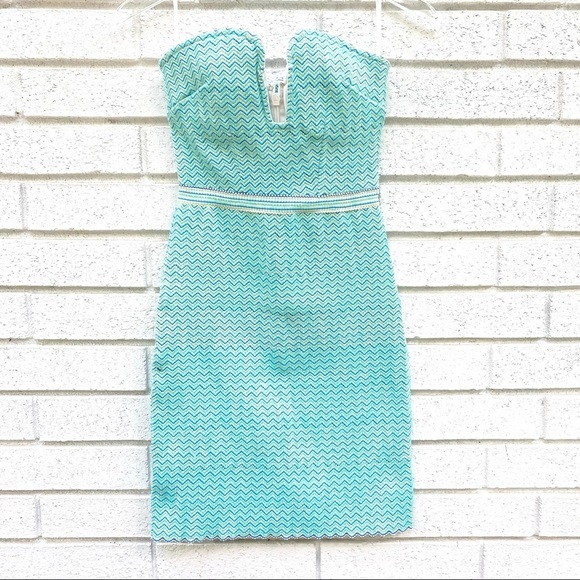 Wow Couture | Blue Chevron Dress Medium - Picture 1 of 7